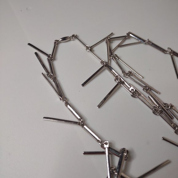 Very Long Silver Tone Dangling Bar Necklace 53.5 Inches - Picture 5 of 11